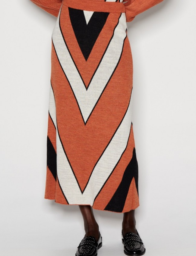 Textile Creature Knitted Skirt Printed Orange Nadia Rapti
