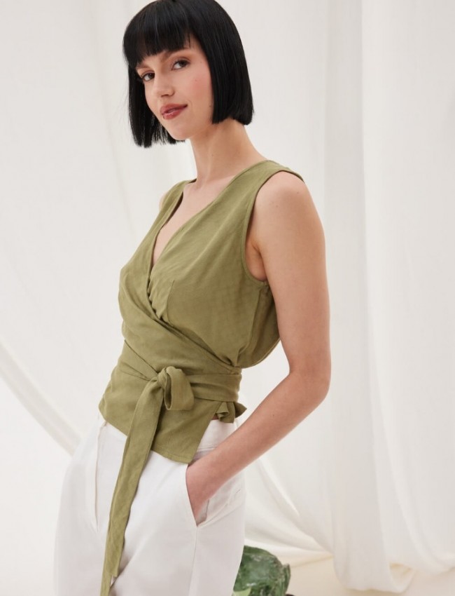 ATENI KHAKI TOP NAMASTE