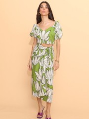 FLUO GREEN MIDI SKIRT NEMA