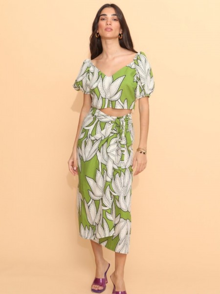 FLUO GREEN MIDI SKIRT NEMA