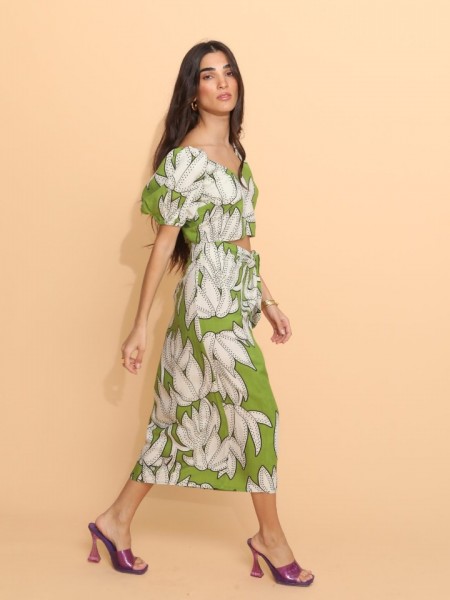 FLUO GREEN MIDI SKIRT NEMA