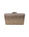 Χρυσή τσάντα clutch επενδεδυμένη με χάντρες και αποσπώμενη αλυσίδα Romina exclusive