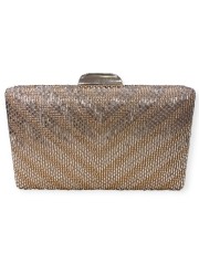 Χρυσή τσάντα clutch επενδεδυμένη με χάντρες και αποσπώμενη αλυσίδα Romina exclusive