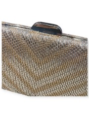 Χρυσή τσάντα clutch επενδεδυμένη με χάντρες και αποσπώμενη αλυσίδα Romina exclusive
