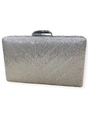 Λευκή τσάντα clutch επενδεδυμένη με χάντρες και αποσπώμενη αλυσίδα Romina exclusive