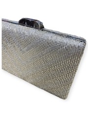 Λευκή τσάντα clutch επενδεδυμένη με χάντρες και αποσπώμενη αλυσίδα Romina exclusive