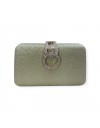 Κίτρινη στραφταλιζέ clutch τσαντάκι με στρασένιο κούμπωμα Romina exclusive