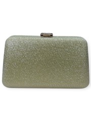 Κίτρινη στραφταλιζέ clutch τσαντάκι με στρασένιο κούμπωμα Romina exclusive