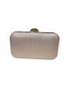 Ροζ μεταλλιζέ clutch με χρυσές λεπτομέρειες και αποσπώμενη αλυσίδα Romina exclusive