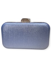 Σιελ μεταλλιζέ clutch με χρυσές λεπτομέρειες και αποσπώμενη αλυσίδα Romina exclusive