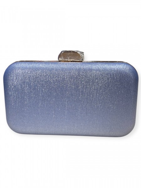 Σιελ μεταλλιζέ clutch με χρυσές λεπτομέρειες και αποσπώμενη αλυσίδα Romina exclusive