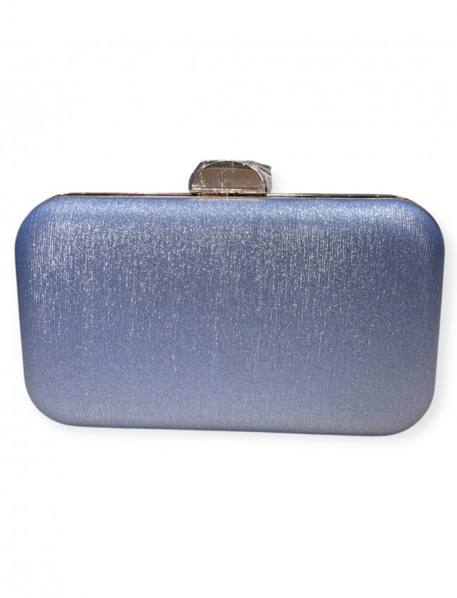 Σιελ μεταλλιζέ clutch με χρυσές λεπτομέρειες και αποσπώμενη αλυσίδα Romina exclusive