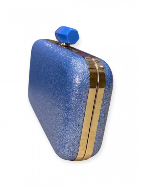 Indigo μεταλλιζέ clutch τσάντα με αποσπώμενη αλυσίδα Romina exclusive