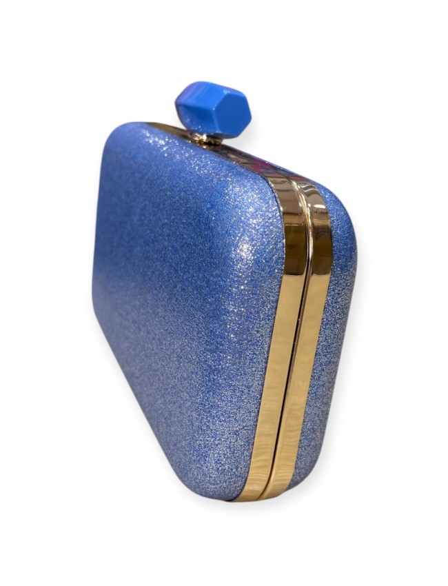Indigo μεταλλιζέ clutch τσάντα με αποσπώμενη αλυσίδα Romina exclusive