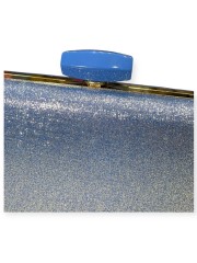 Indigo μεταλλιζέ clutch τσάντα με αποσπώμενη αλυσίδα Romina exclusive