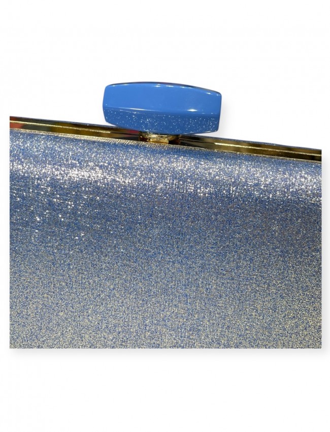 Indigo μεταλλιζέ clutch τσάντα με αποσπώμενη αλυσίδα Romina exclusive