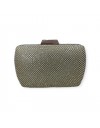 Χρυσό τσαντάκι clutch με strass εξωτερικά και αποσπώμενη αλυσίδα Romina exclusive