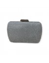 Ασημί τσαντάκι clutch με strass εξωτερικά και αποσπώμενη αλυσίδα Romina exclusive