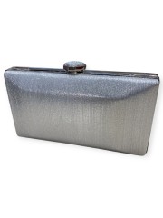 Ασημί μεταλλιζέ clutch με αποσπώμενη αλυσίδα Romina exclusive