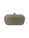 Χρυσό clutch τσαντάκι με εξωτερικά strass και αποσπώμενη αλυσίδα Romina exclusive
