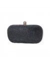 Μαύρο-ασημί clutch τσαντάκι με εξωτερικά strass και αποσπώμενη αλυσίδα Romina exclusive