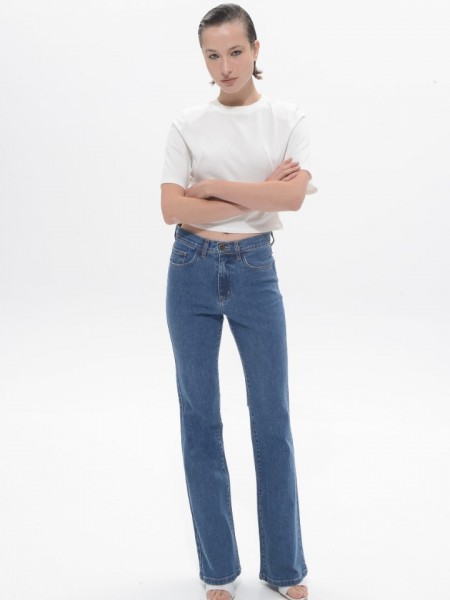 Mid Blue Arianna Denim Elastic Pants Sac & Co