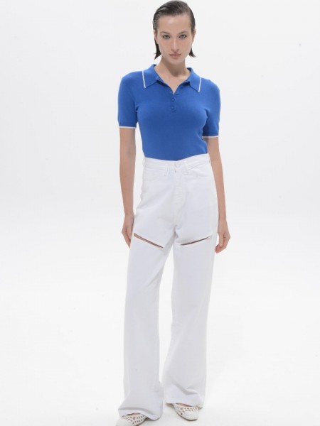  White Cindy Denim Wide Leg Pants Sac & Co