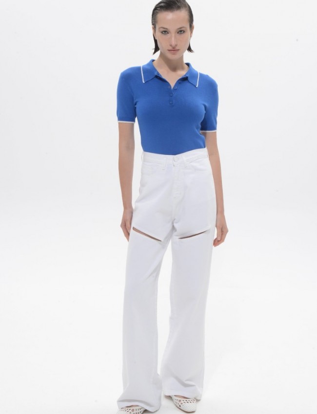  White Cindy Denim Wide Leg Pants Sac & Co