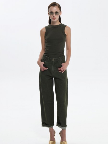 Khaki jean ψηλόμεσο balloon-fit παντελόνι "Ina" Sac & Co