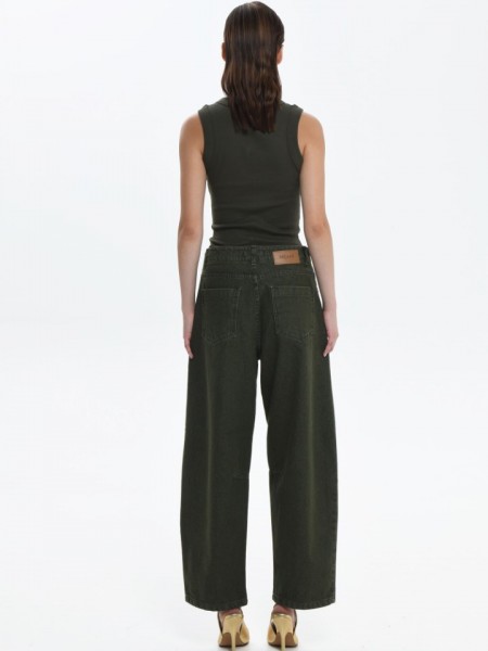Khaki jean ψηλόμεσο balloon-fit παντελόνι "Ina" Sac & Co