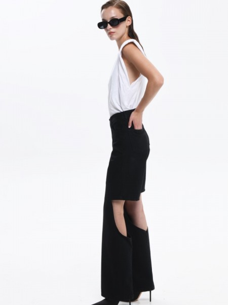 Black denim DANAE cowboy denim pants