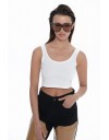 Off White Bamboo Cropped Top Marilliza Sac@Co 