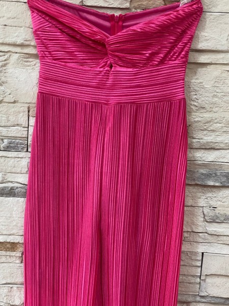 Φούξια μεταλλιζέ πλισέ lurex strapless ολόσωμη φόρμα We Coss