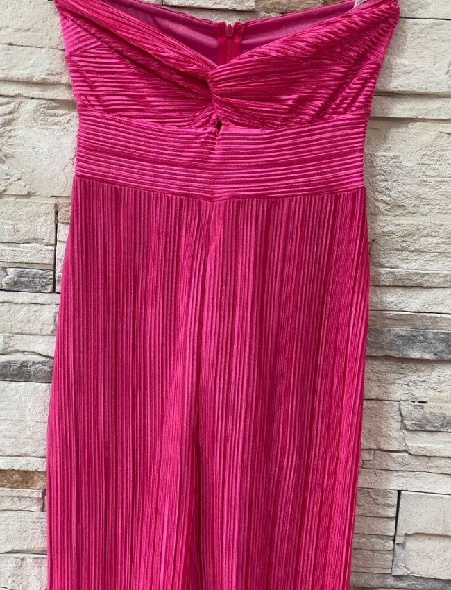 Φούξια μεταλλιζέ πλισέ lurex strapless ολόσωμη φόρμα We Coss