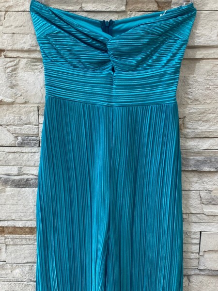 Ουρανί μεταλλιζέ πλισέ lurex strapless ολόσωμη φόρμα We Coss