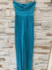 Ουρανί μεταλλιζέ πλισέ lurex strapless ολόσωμη φόρμα We Coss