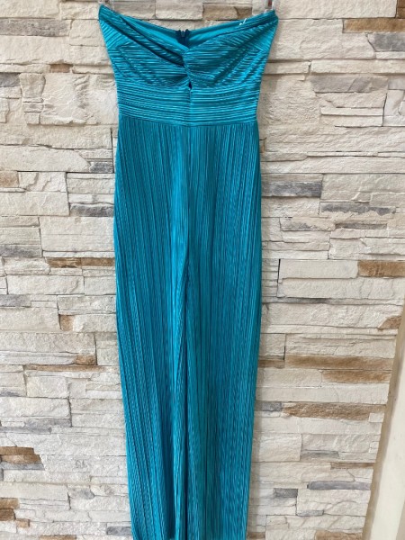 Ουρανί μεταλλιζέ πλισέ lurex strapless ολόσωμη φόρμα We Coss