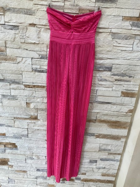 Φούξια μεταλλιζέ πλισέ lurex strapless ολόσωμη φόρμα We Coss
