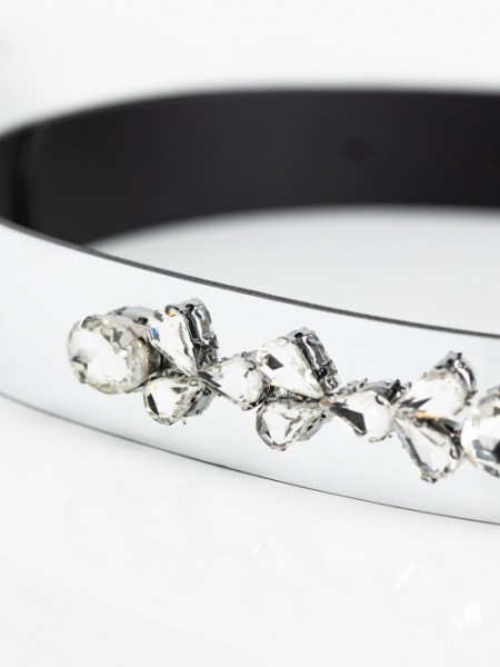 Ασημί ζώνη με strass Access