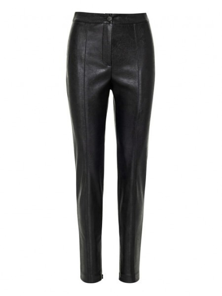 Μαύρο ψηλόμεσο faux-leather παντελόνι σε στενή γραμμή χωρίς τσέπες, με κρυφό φερμουάρ εσωτερικά στον ποδόγυρο και κλείσιμο με κρυφό φερμουάρ και κουμπί μπροστά Access