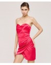 Φούξια strapless κοντό σατέν φόρεμα με σούρες στο πλάι και αποσπώμενες τιράντες Access