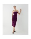 Μωβ strapless midi ελαστικό φόρεμα με σούρες μπροστά και σκίσιμο στο πλάι Access