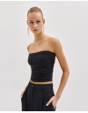 Μαύρο strapless τοπ, με σούρες στα πλαϊνά και λάστιχο περιμετρικά στο πάνω μέρος Access  
