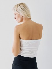 Λευκό strapless τοπ, με σούρες στα πλαϊνά και λάστιχο περιμετρικά στο πάνω μέρος Access  