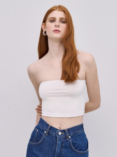  Λευκή ελαστική strapless μπλούζα–μπούστο με λάστιχο στο επάνω μέρος Access