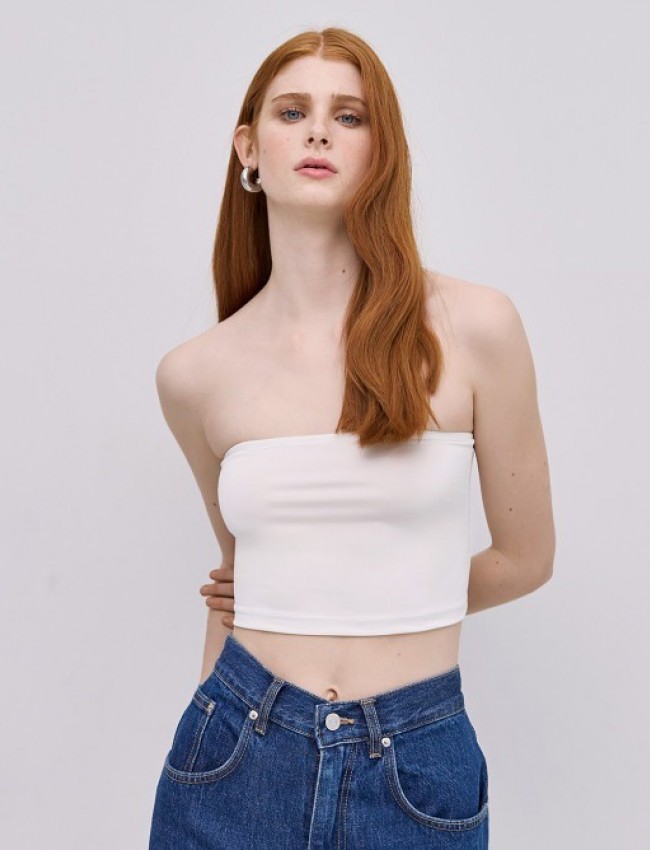  Λευκή ελαστική strapless μπλούζα–μπούστο με λάστιχο στο επάνω μέρος Access