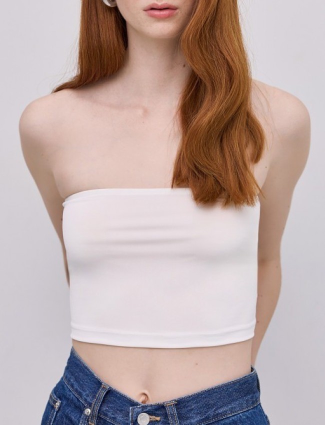  Λευκή ελαστική strapless μπλούζα–μπούστο με λάστιχο στο επάνω μέρος Access