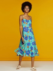 Floral printed μπλε-πράσινο αμάνικο midi φόρεμα σε κλος γραμμή κάτω, με λεπτή ρυθμιζόμενη τιράντα και ανοιχτή πλάτη Access Floral printed μπλε-πράσινο αμάνικο midi φόρεμα σε κλος γραμμή κάτω, με λεπτή ρυθμιζόμενη τιράντα και ανοιχτή πλάτη Access