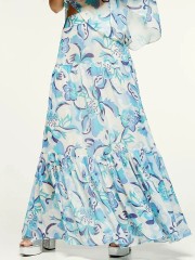Floral printed σιελ ψηλόμεση maxi μουσελίνα φούστα με βολάν σε επίπεδα και κλείσιμο με κρυφό φερμουάρ πίσω Access