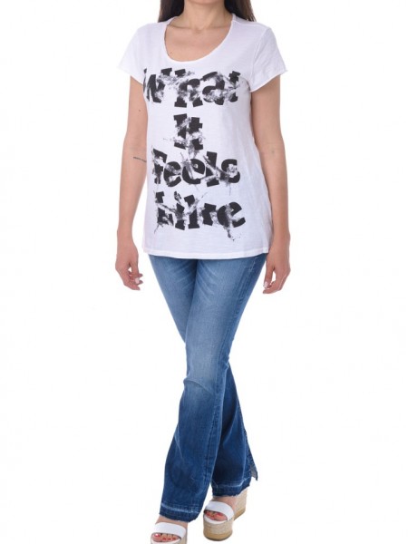 Λευκό κοντομάνικο T-shirt με τύπωμα ALE